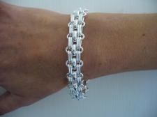 Sterling silver panther link bracelet