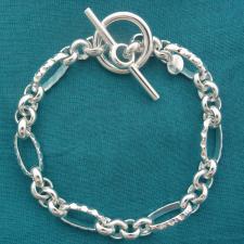 Bracciale rolo' figaro con texture in argento 925