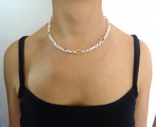 Catena in argento 925 maglie ovali godronate e tonde