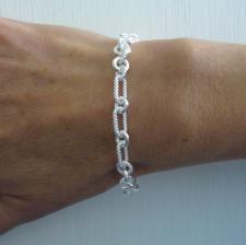 Sterling silver textured link bracelet 6mm