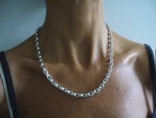 Sterling silver men's oval chain necklace