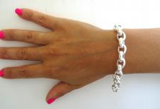 Bracciale catena ovale e barretta in argento 925