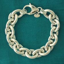 Sterling silver oval link bracelet 14mm. Hollow chain.