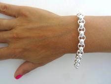 Braccialetto catena rolo' tondo in argento 925 chiusura toggle