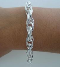 Sterling silver loose rope link bracelet 8mm