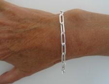 Bracciale catena argento maglie rettangolari allungate