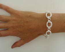 Sterling silver frosted link bracelet made in Italy