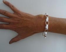 Bracciale catena maglie ovali piatte in argento 925