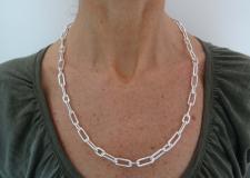 925 italy silver paperclip necklace 