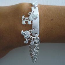 Bracciale donna in argento 925 piastra e cani Beagle.