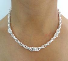 Collana artigianale in argento 925 MASSICCIO maglia ovale doppia intervallata. Larghezza catena d...