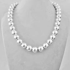 Sterling silver bead necklace 12mm. Length 45cm, weight 85 grams.