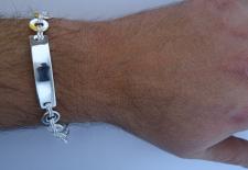 Bracciale uomo argento 925 - maglie tonde con piastra