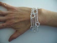 Women's silver bracelet with round flat link