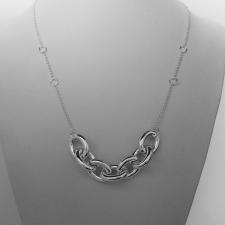 Sterling silver necklace, round link & oval link chain 45 cm.