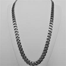 OXIDIZED sterling silver solid diamond cut curb necklace 10mm x 3mm. LENGTH 60 CM.