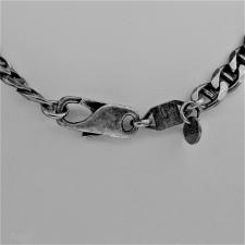 925 sterling silver OXIDIZED flat marina chain necklace 5.8mm. Length 60 cm.