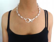 Chunky oval rolo' necklace in sterling silver made in italy