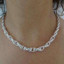 Graduated loose rope chain necklace in sterling silver