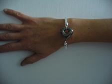 Sterling silver bangle bracelet with black rhodium plating
