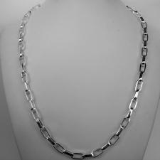 Sterling silver men's chain necklace. Solid long oval link, 50cm.