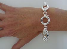 Sterling silver oval rolo link bracelet 15mm