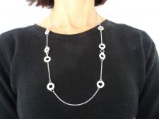 Sterling silver long necklace round link chain 70 cm