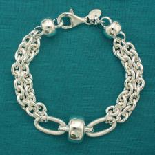 Sterling silver bracelet Barilotto link chain 14mm.