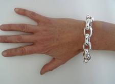 Sterling silver oval rolo link bracelet 15mm