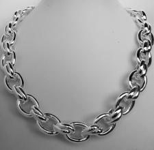 Women's 925 Italy silver necklace. Oval & double oval link chain 16mm.