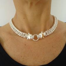 925 silver double panther necklace