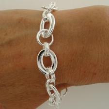 Textured link bracelet in sterling silver italy