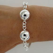 Sterling silver tube bracelet. Half ball 14mm.