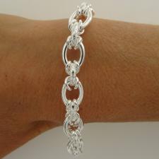 Sterling silver textured link bracelet 9,5mm