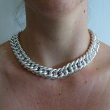 Collana in argento 925. grumetta doppia 18mm - Collana donna in argento