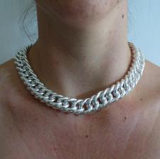 Silver double curb link necklace