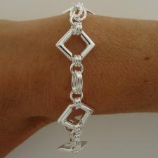 Sterling silver square link bracelet made in Italy