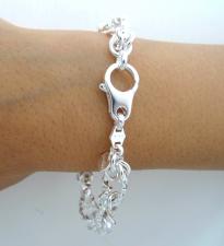 Solid 925 silver textured oval link bracelet 10mm