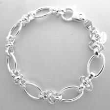 Solid 925 silver textured link bracelet 10mm