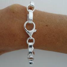 Solid sterling silver flat oval rolo link bracelet