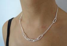 Solid 925 silver curb chain and paperclip chain