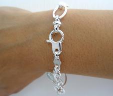 Solid 925 silver textured link bracelet 10mm