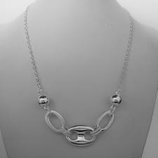 Sterling silver necklace, oval link chain with maglia marina link, 45 cm.