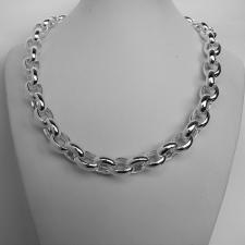 Sterling silver oval belcher necklace