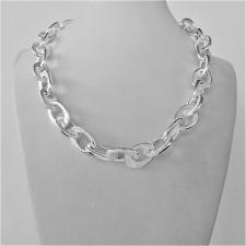 Sterling silver handmade textured oval link necklace