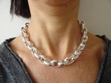 Collana maglie ovali grandi in argento