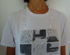 Solid sterling silver link chain necklace made in italy