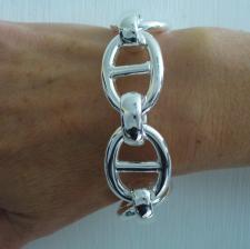 Sterling silver women's nautical bracelet 20mm. Hollow large link. 57 grams.