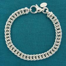 Sterling silver double curb bracelet 7.5mm. Solid link chain.