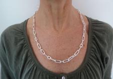 925 italy silver paperclip necklace 